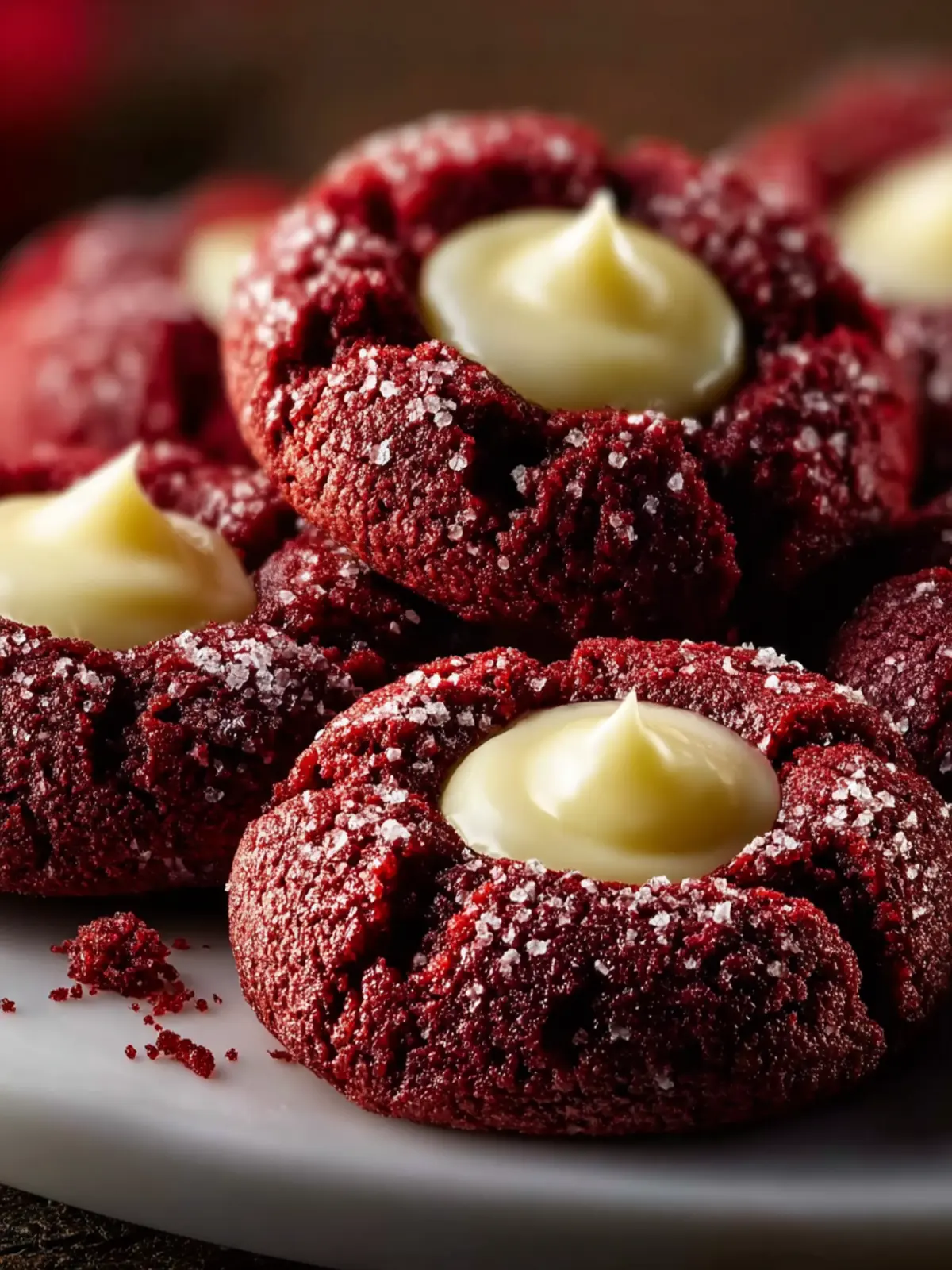 Red Velvet Cream Cheese Thumbprint Cookies First Image