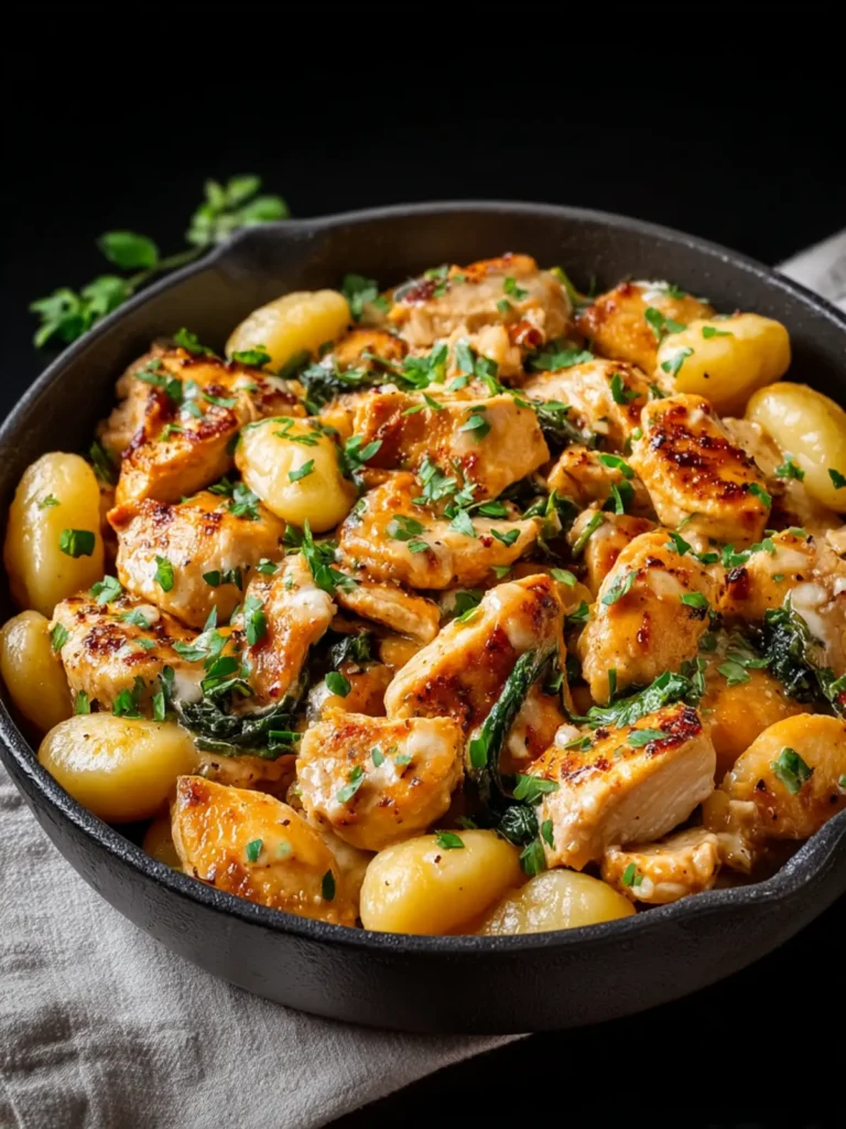 Savory Garlic Chicken and Gnocchi Skillet First Image