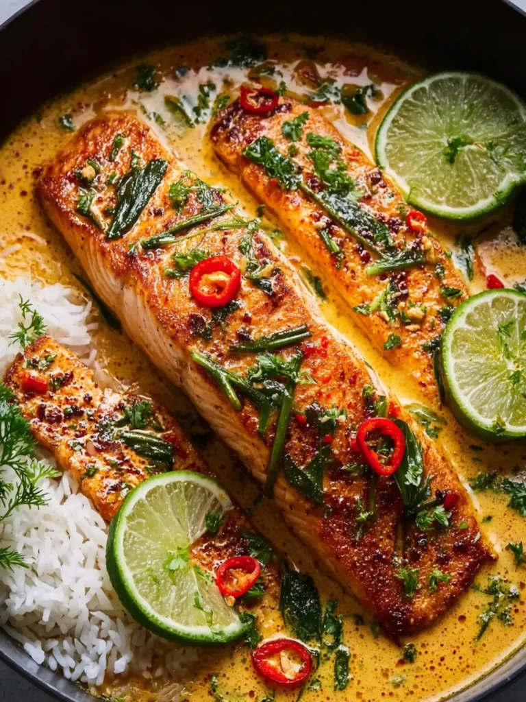 One Pan Coconut Curry Salmon with Garlic Butter First Image
