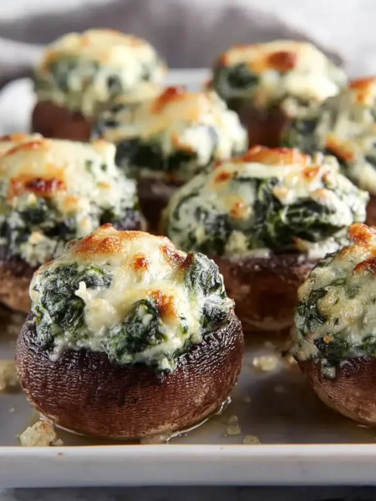 High Protein Spinach Dip Stuffed Mushrooms First Image