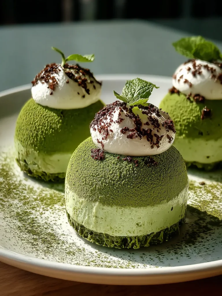 Indulge in Creamy Matcha White Chocolate Mousse Domes First Image