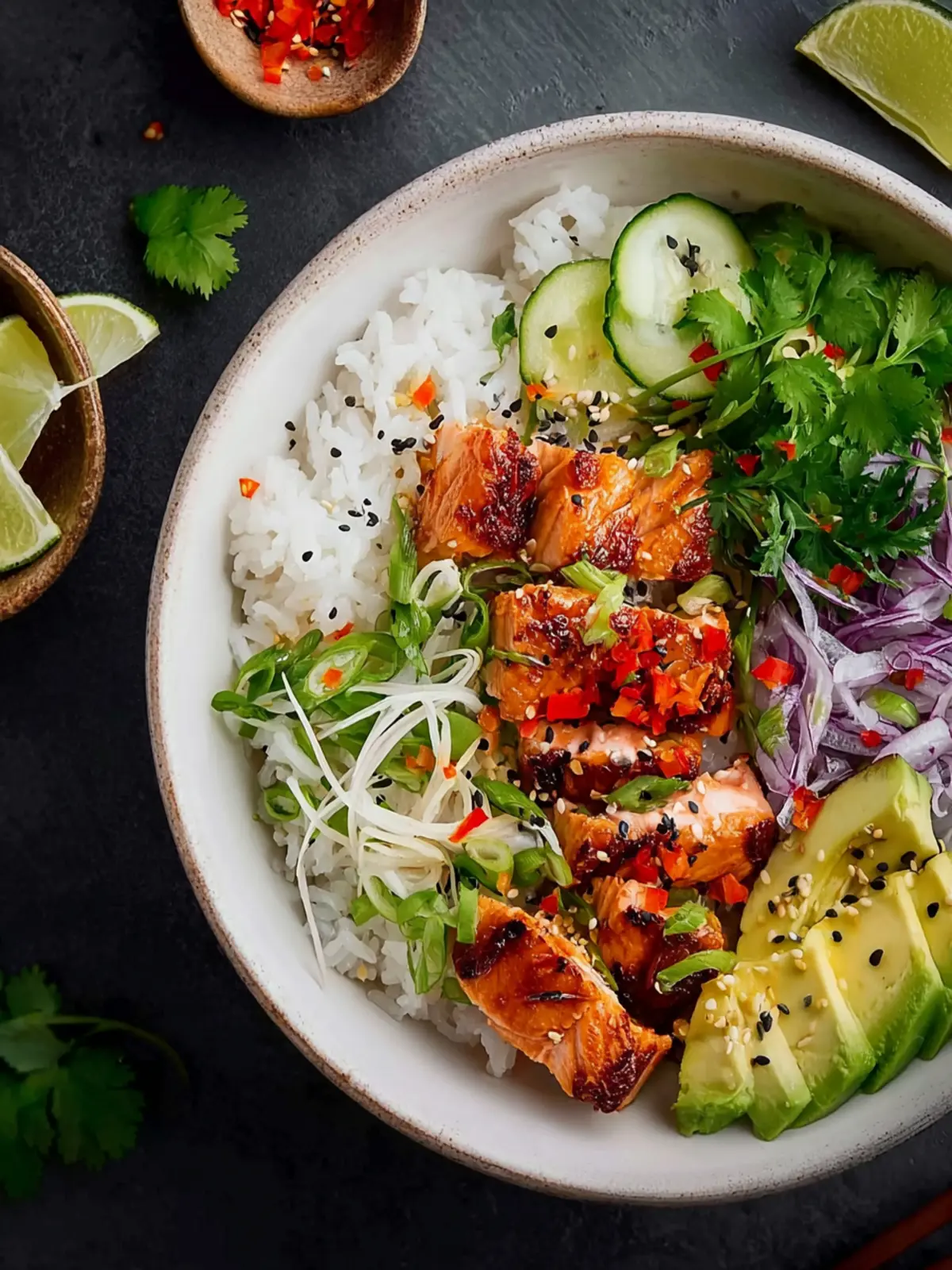 Spicy Salmon Bowls with Coconut Rice First Image