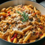 Creamy Chicken and Roasted Red Pepper Pasta Bake Recipe First Image